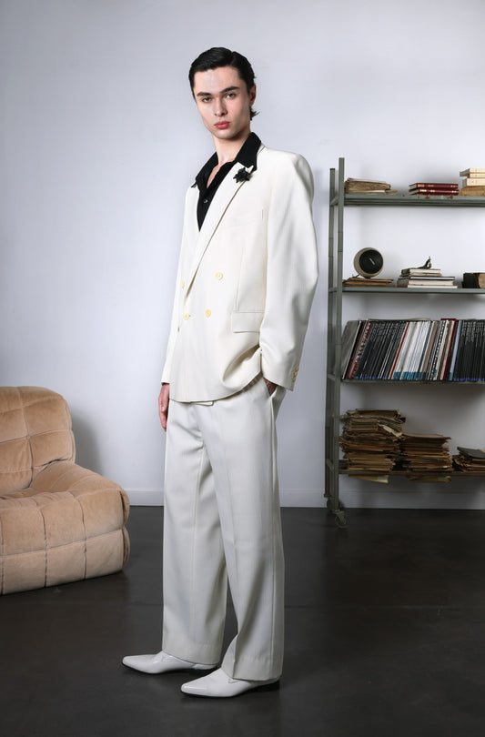 Ensemble croisé à fines rayures