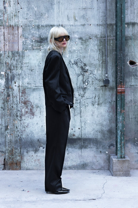 Complet croisé à fines rayures