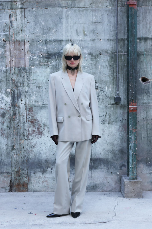 Complet croisé à fines rayures