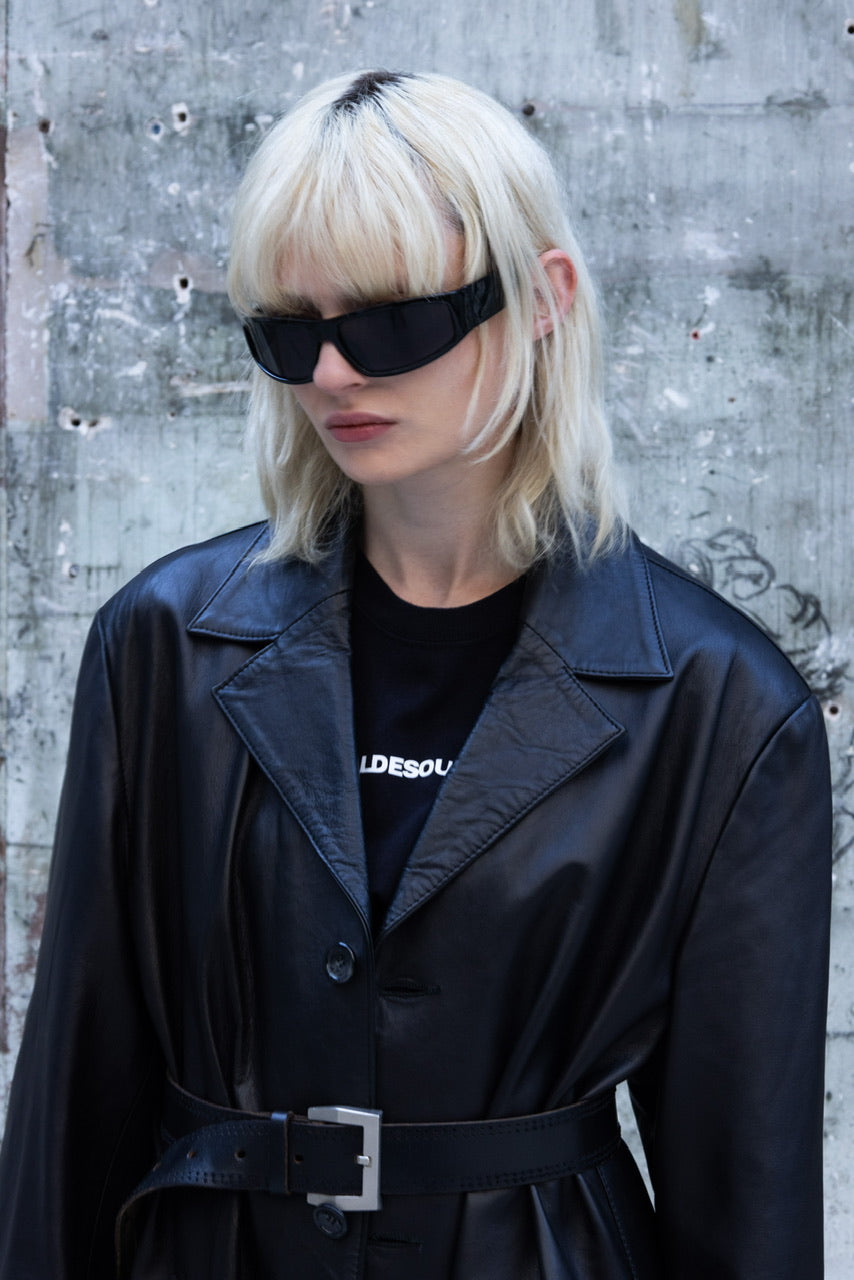 Long manteau en cuir