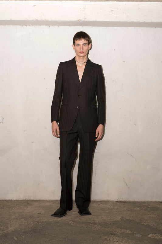 Ensemble costume droit à fine rayure