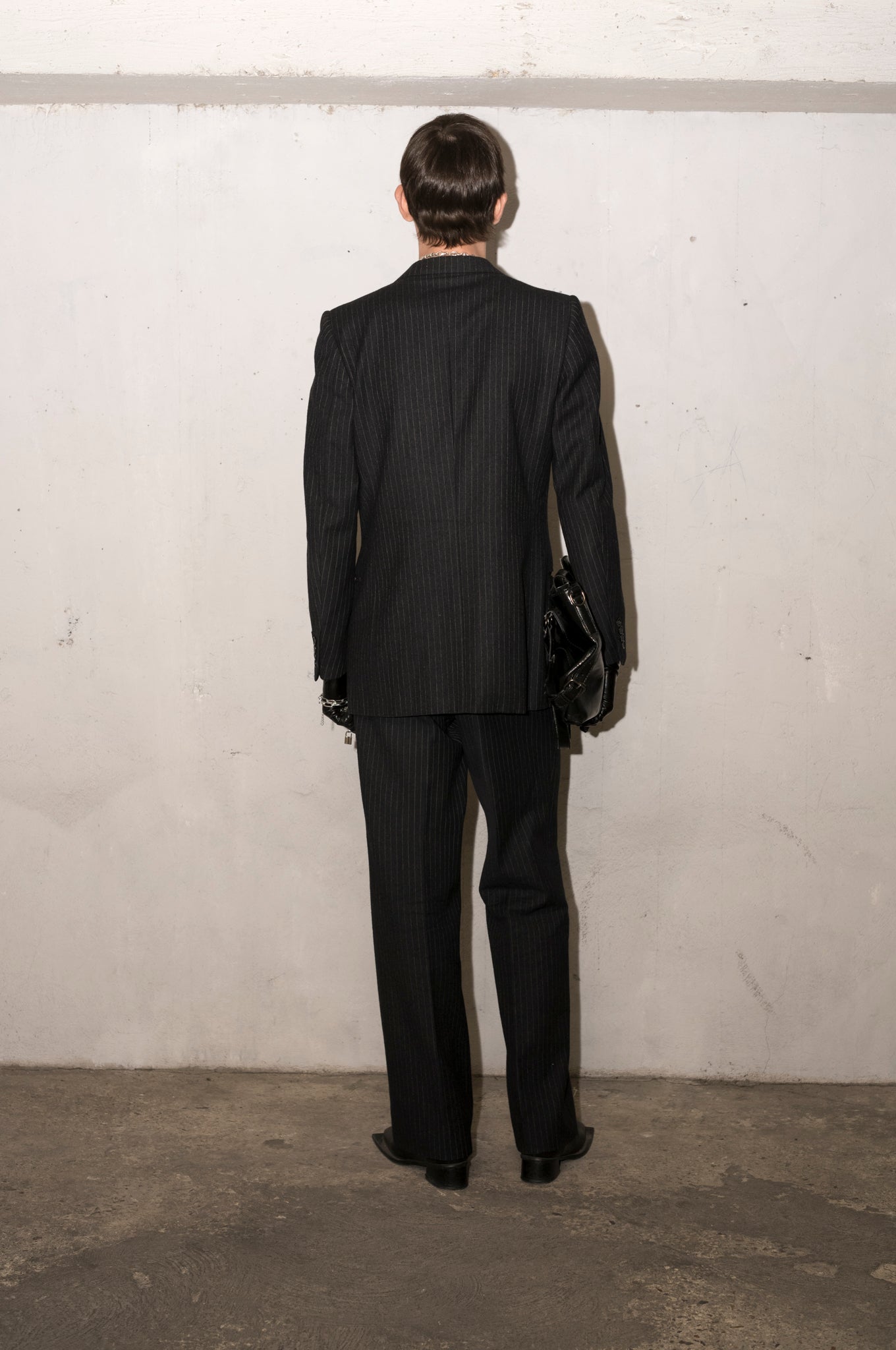 Ensemble costume gris à fine rayure