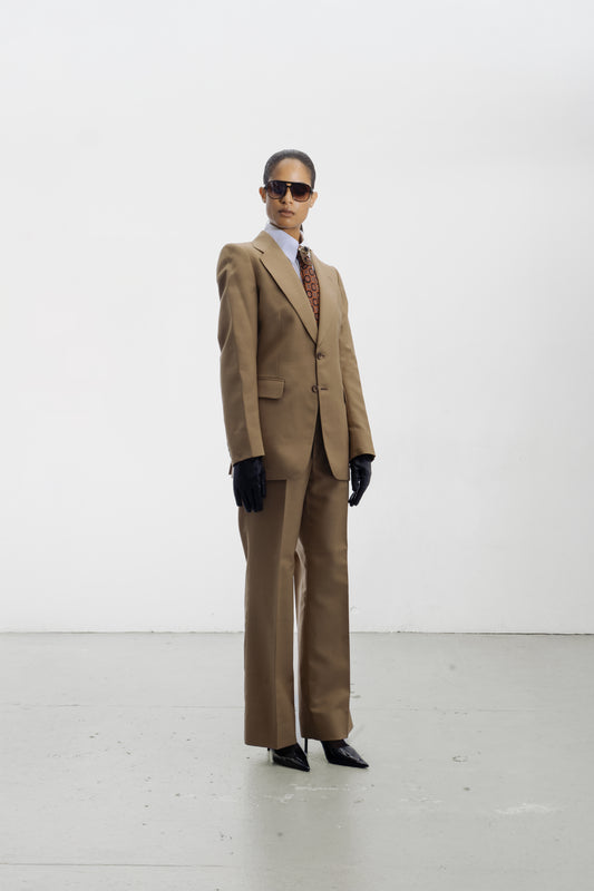 Costume en laine beige