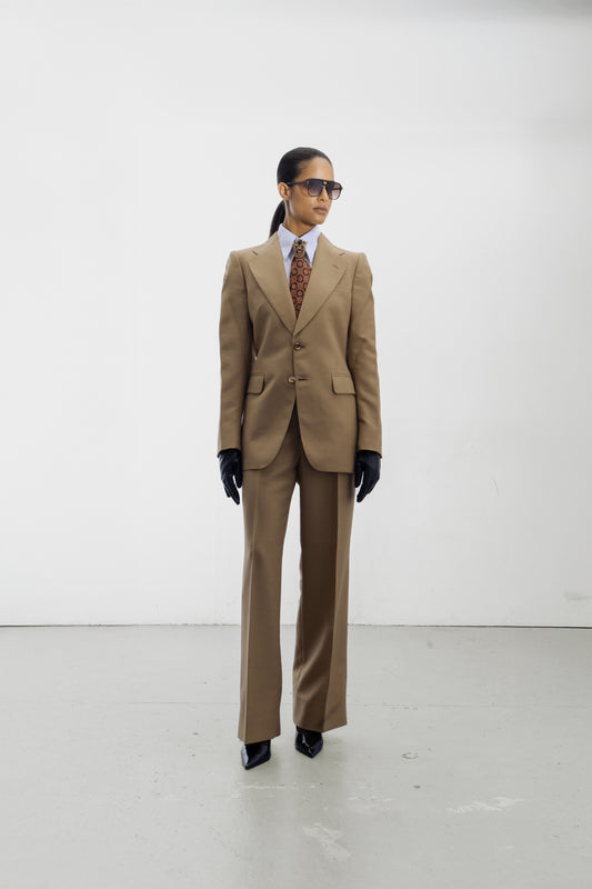 Costume en laine beige