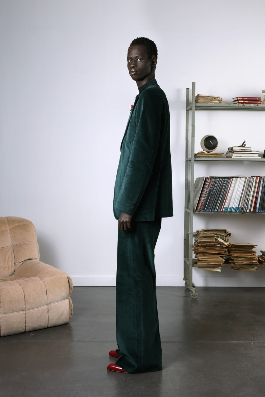 Costume en velours lisse année 70