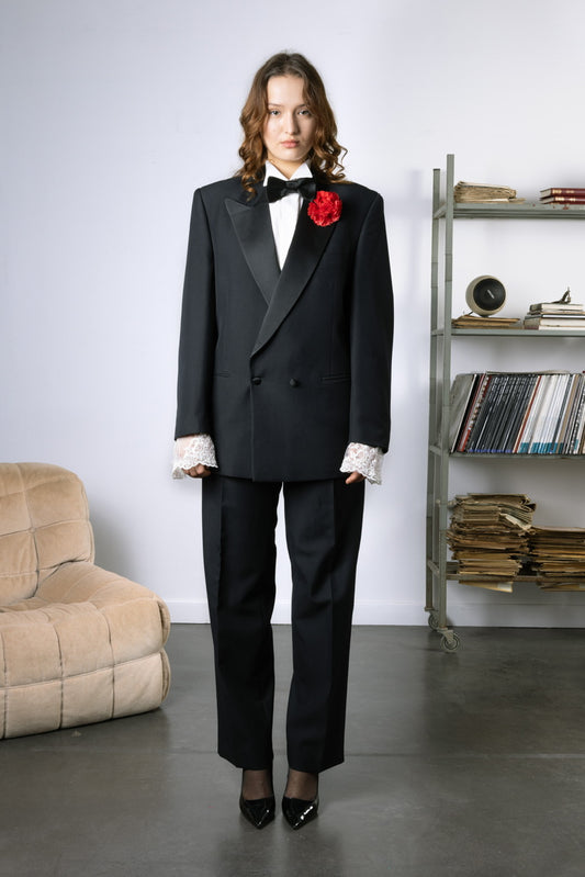 Ensemble smoking col satiné