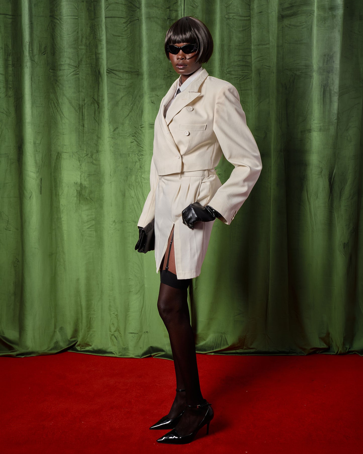 Ensemble tailleur à fines rayures