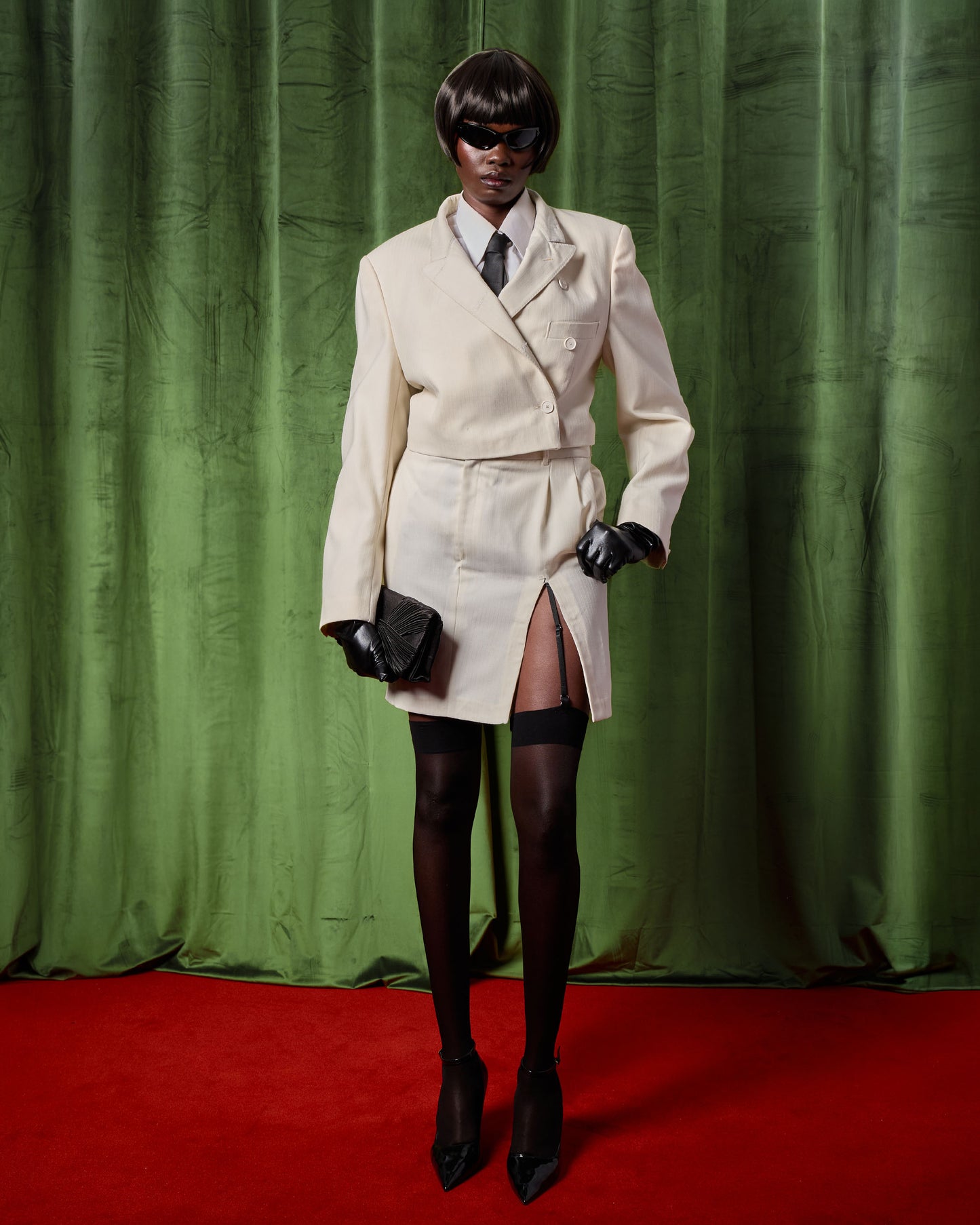 Ensemble tailleur à fines rayures