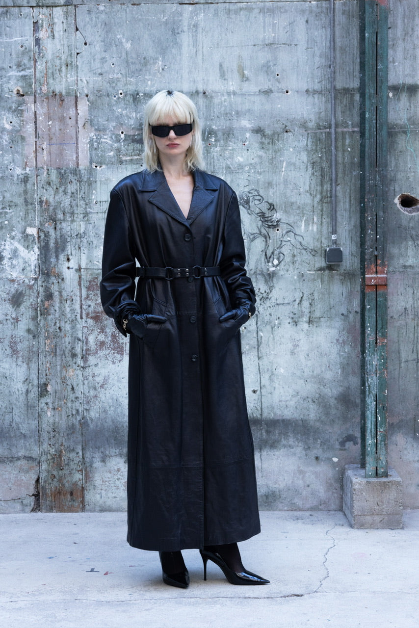 Long manteau en cuir