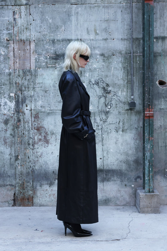 Long manteau en cuir