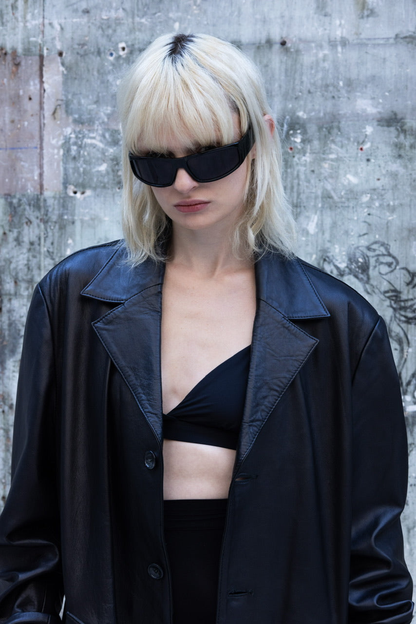 Long manteau en cuir