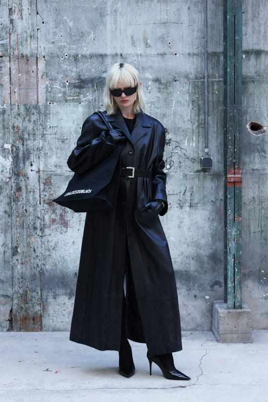 Long manteau en cuir
