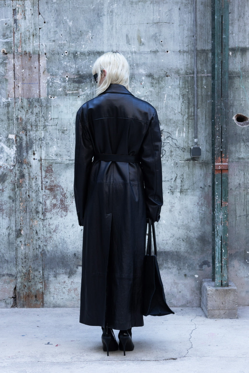 Long manteau en cuir